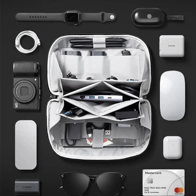 Multifunctional Digital Accessories Bag Upgraded Waterproof Nylon Travel Cable Organizer Power Bank Storage Pouch Portable