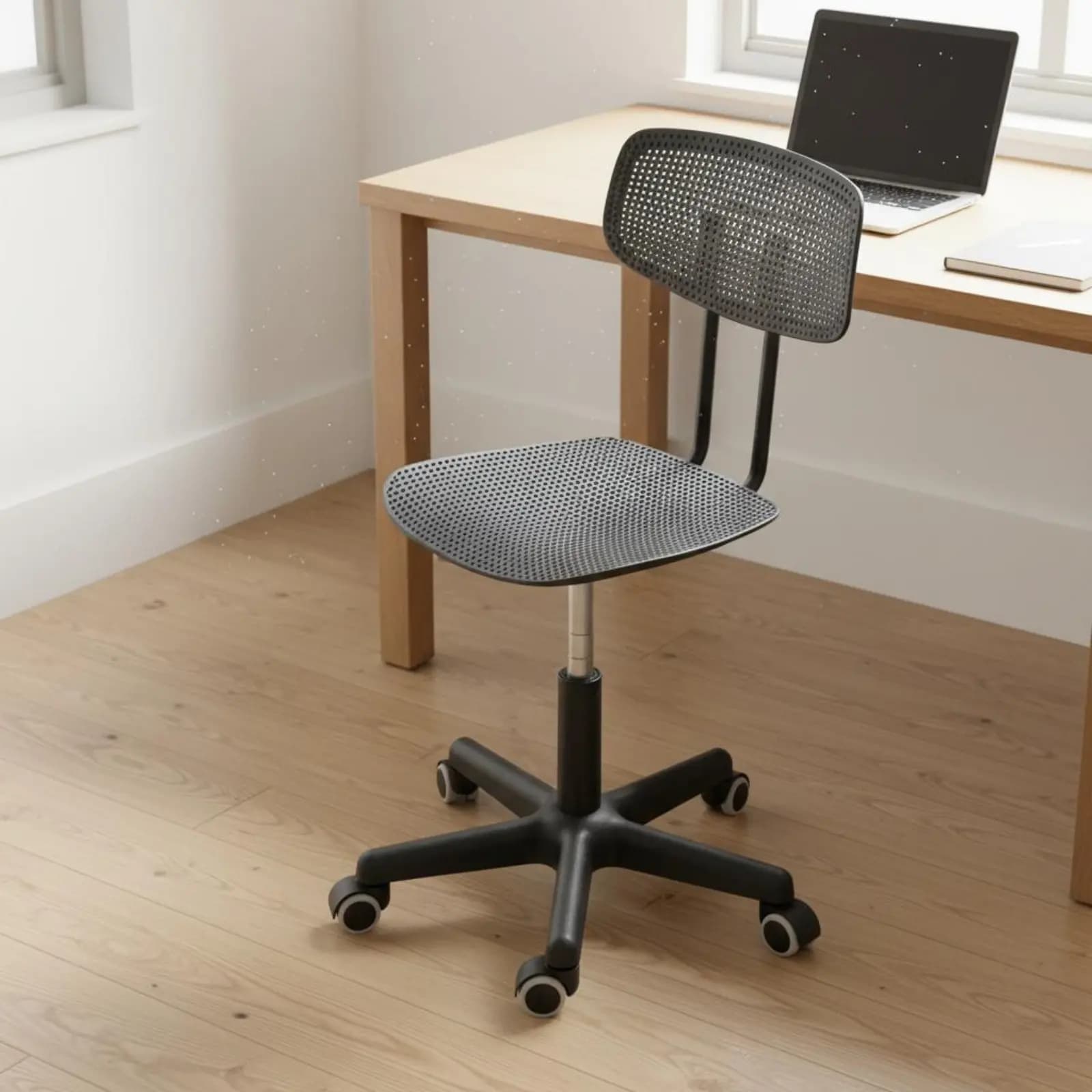 Adjustable Rolling Desk Chair Breathable Design Rolling Rotating Chair Space-Saving Waterproof for Teens