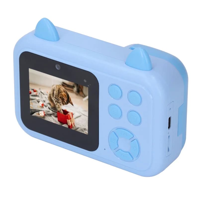 Thermal Print Camera 2.4 Inch Screen HD Photo Video Recording Small Kids Digital Camera For Photography Entertainment Blue