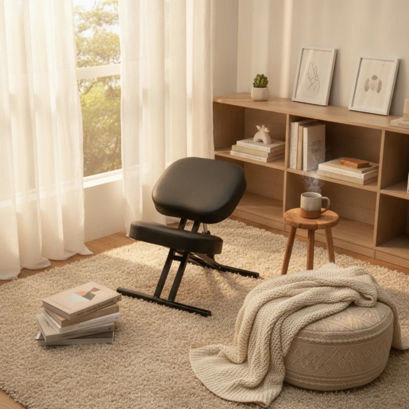 Kneeling Chair with Wheels Padded Kneeling Chair Furniture Mobile Comfortable for Office Workers, Workspace, Study Room