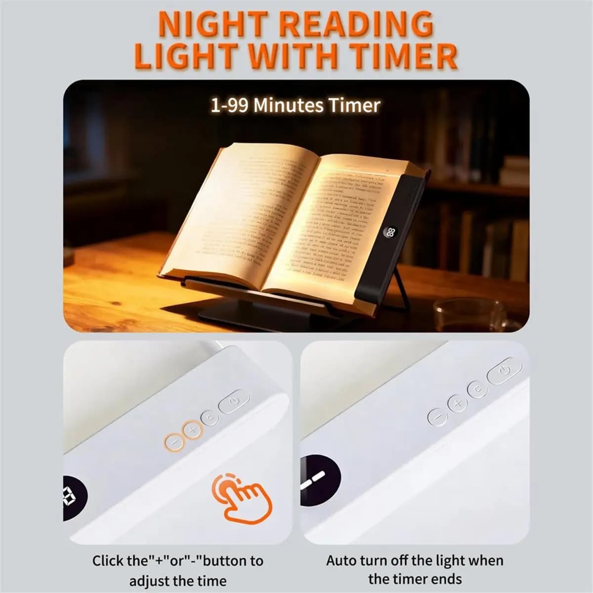 【~ New FDDT】2PCS Flat Book Light Rechargeable Clear LED Smart Reading Light with Timer Dimmable Full Page Panel Plate Lamp