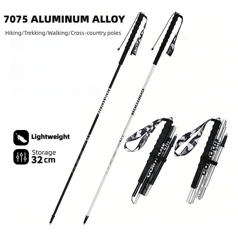 Trekking Pole 2pcs Professional Outdoor Folding Walking Stick Lightweight 7075 Aluminum Alloy Cross-country Poles 115/125cm Long