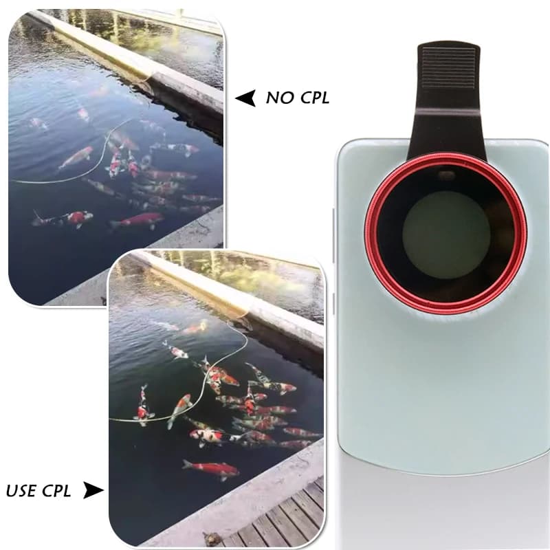 CPL Filter Anti Glare 52mm 67mm Circular Polarizer for Smartphone Tablet Photography Outdoor Landscape Reduce Reflection Red
