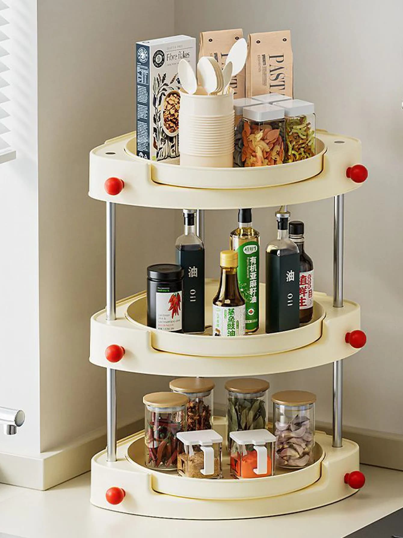 Home storage rack rotating multifunctional wall mounted seasoning kitchen storage rack seasoning corner suction cup triangular r