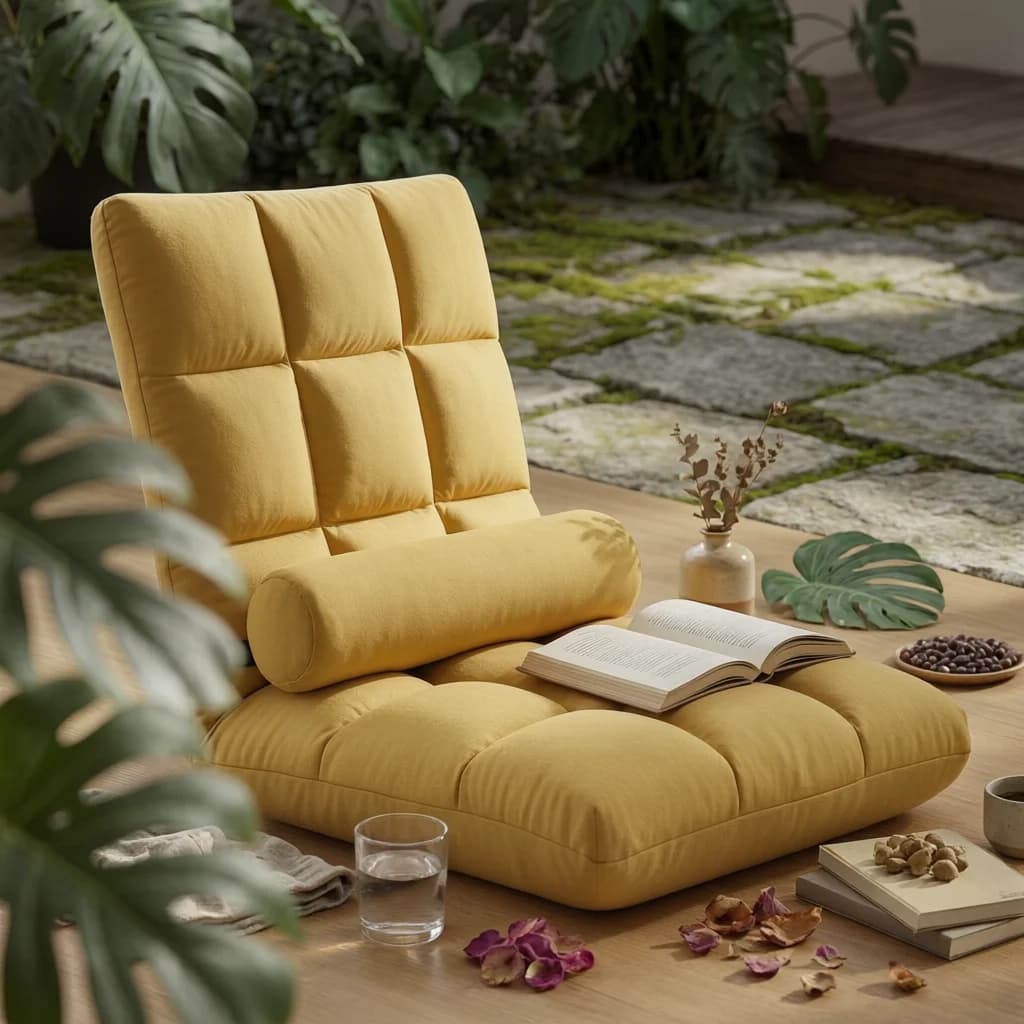 Padded Floor Lounge Chair Quilted Adjustable Floor Chair Home Furniture Cushioned Tufted Design