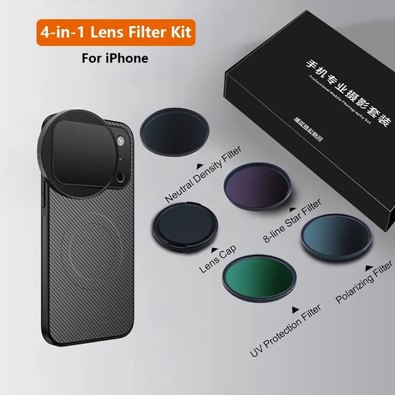 4 in 1 Lens 58mm Mobile Phone Filter Kit CPL ND UV Star with Magnetic Phone Case for iPhone 17 Pro/Pro Max Photography