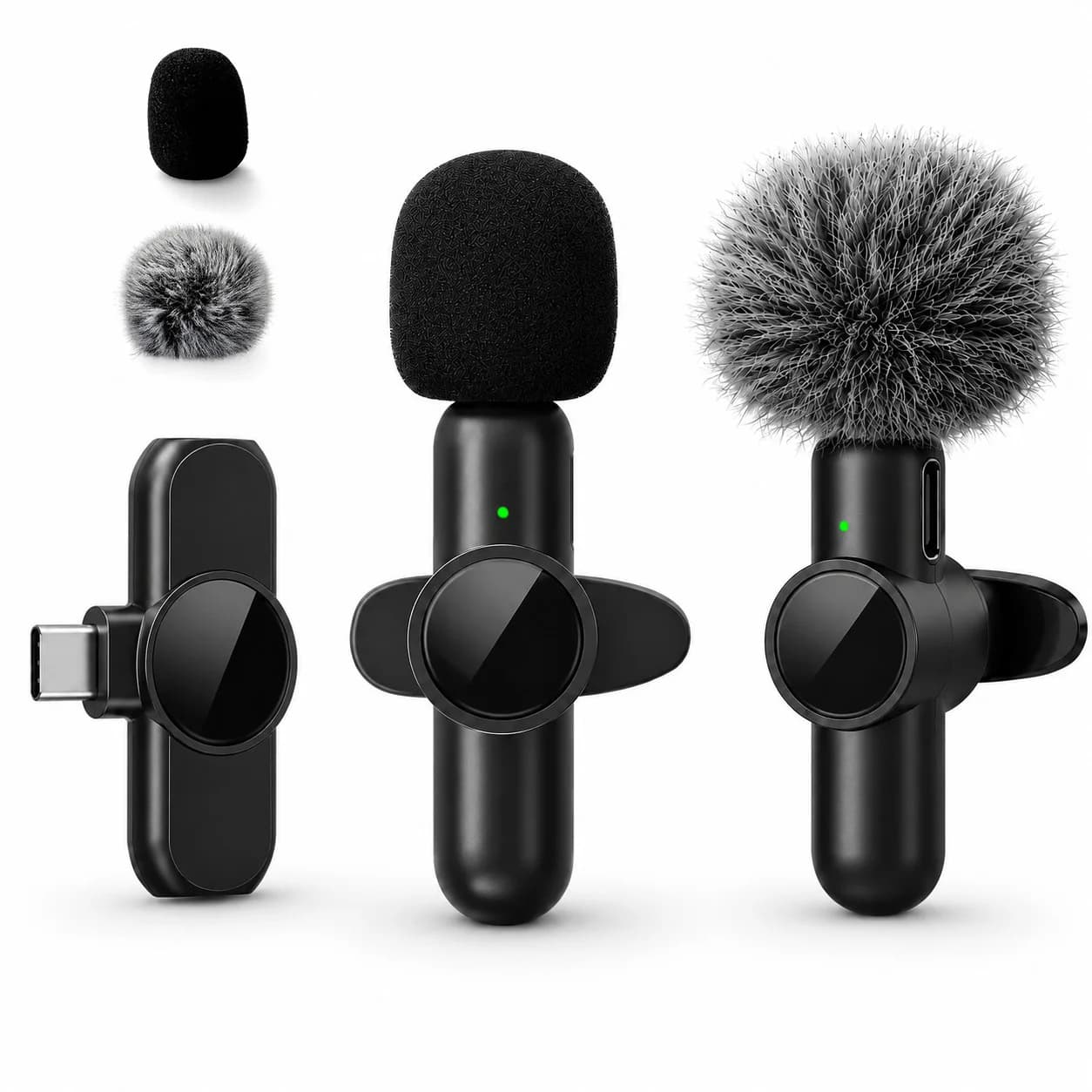 Wireless Lapel Microphone, Noise-Cancelling, Suitable for Vlogs, Interviews, and Live Streaming, Compatible with Type-C Devices
