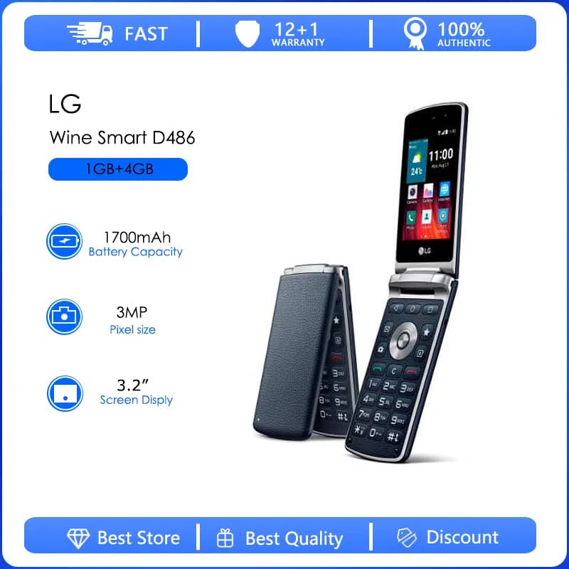 Refurbished Original LG Wine Smart D486 1700mAh 4G Single Sim Unlocked 3.2 inches Mobile Phone Russian Arabic Keyboard