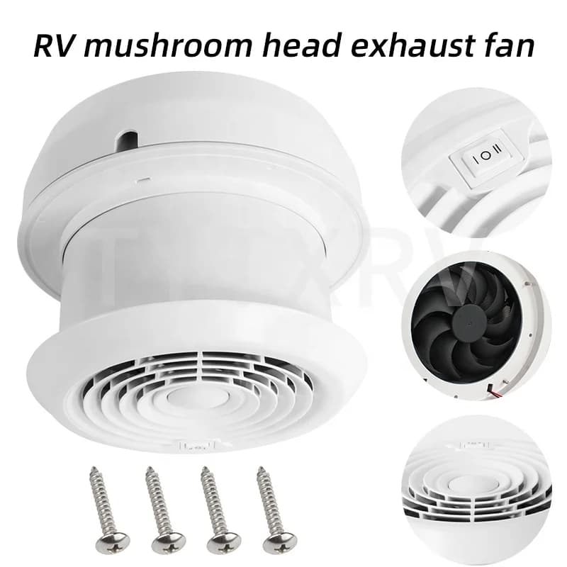 RV Accessories DC12V/24V Strong Wind Mushroom Head Roof Vent Round Exhaust Fan Air Extractor for Homes Trailer Travel Caravan