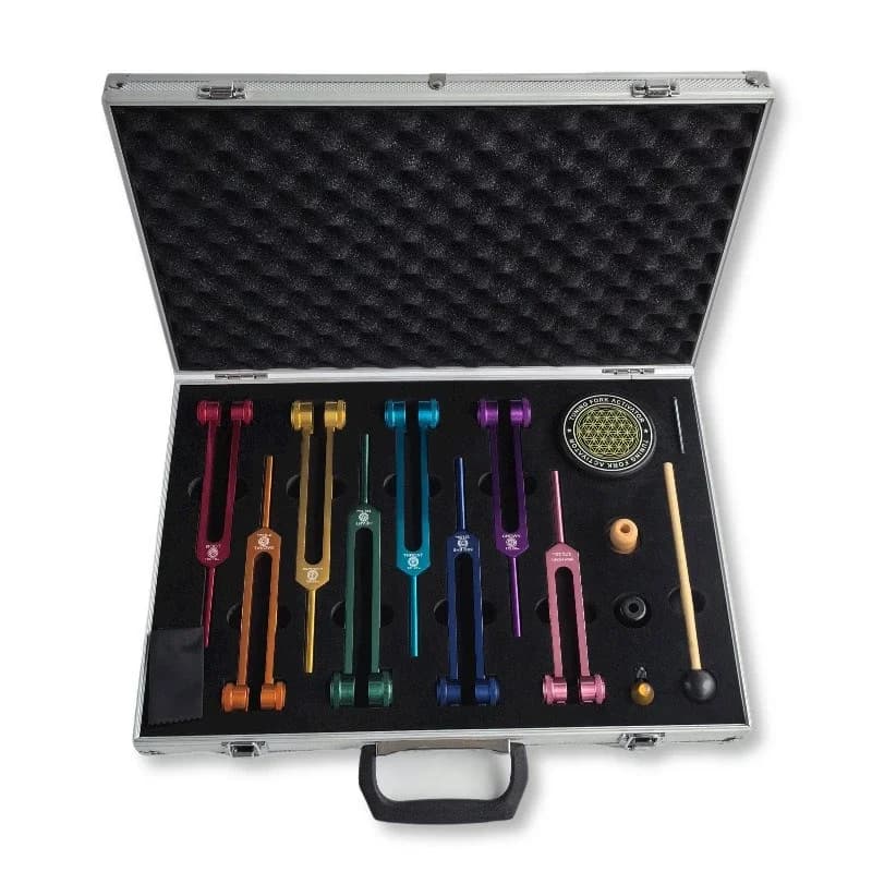 Colorful Tuning Fork Set Meditation Relax Chakra Tuning Forks Portable Healing Health Fork Professional Yoga Resonance Forks