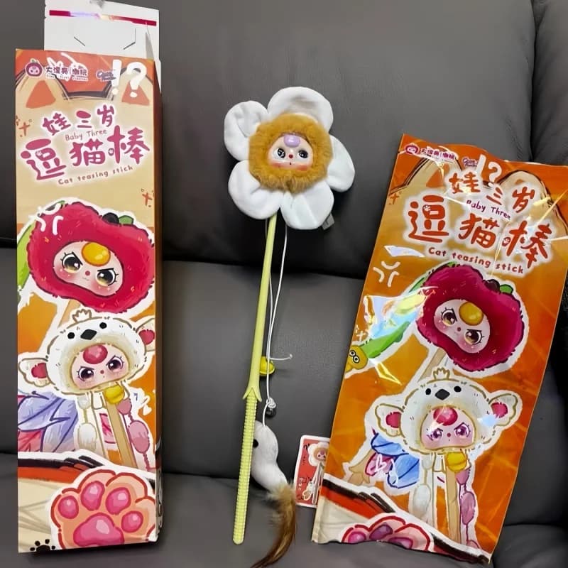 New Baby Three Cat Teasing Stick Blind Box Cat Toy Bell Interactive Pet Supplies Cute Mystery Box Fun Cat Teaser Stick Kids Gift