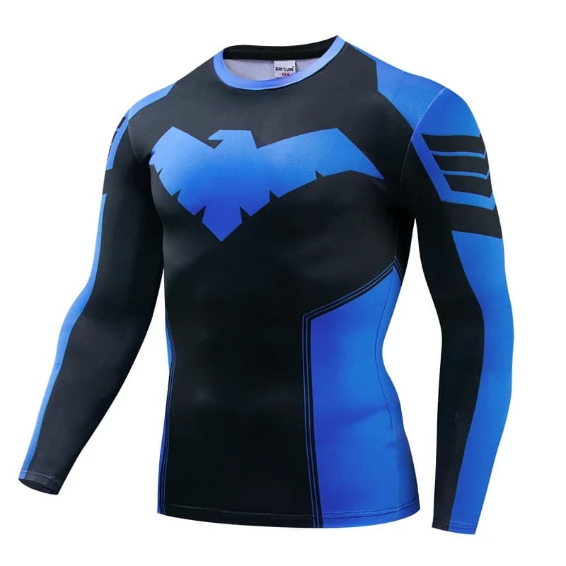 Compression T-Shirts Sportswear Gym Rash Guard Boxing Training Sports Tops 3D Nightwing Men T Shirt Running Quick-Dry Shirts Men