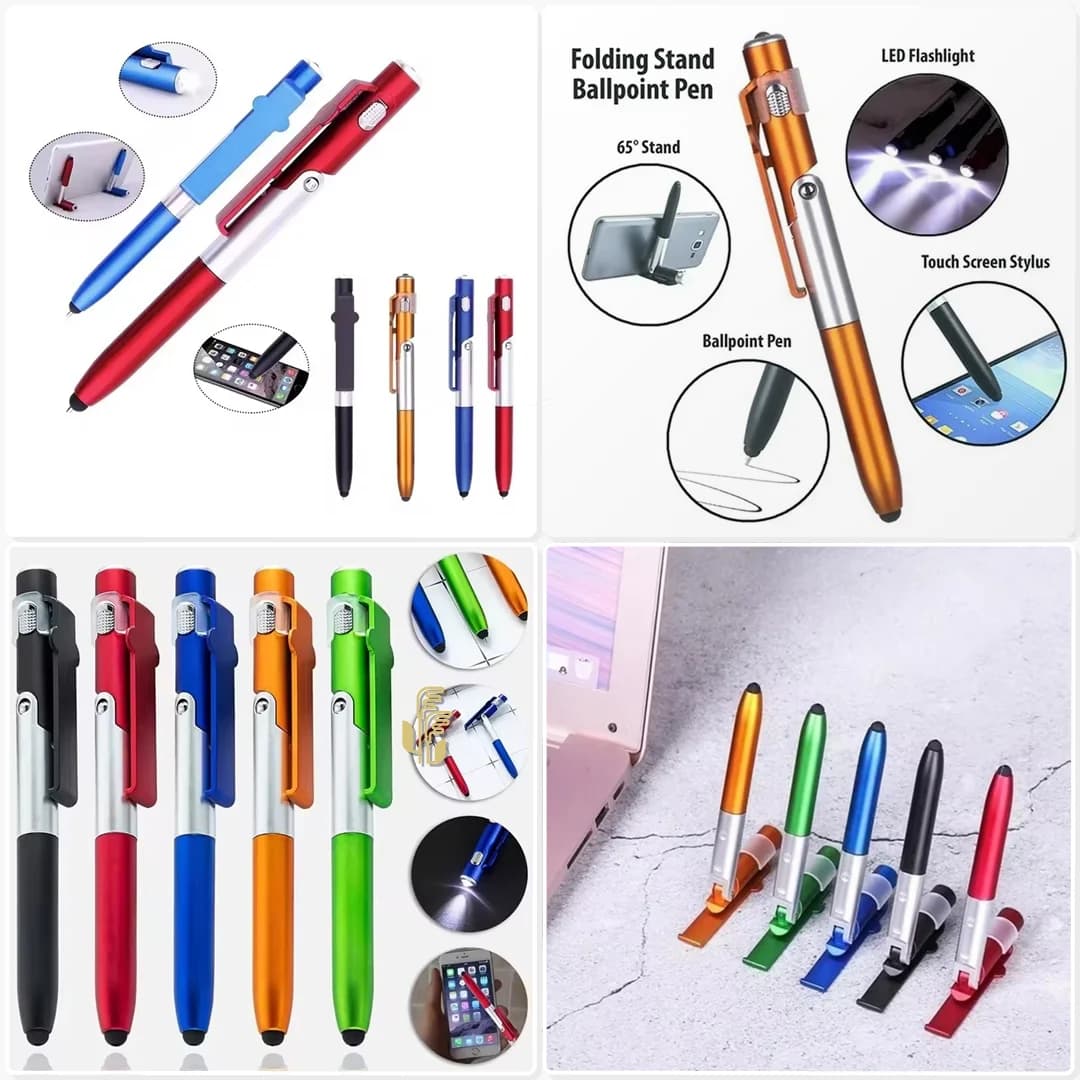 4 in 1 Folding Toy Pen Lamp Phone Tablet Holder LED Ballpoint Tool Trade Show Giveaway Promotional Gift Item