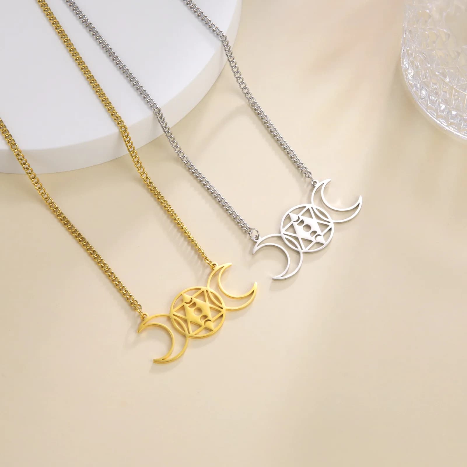 Minimalist Star of David Pendant Necklace Stainless Steel Hollow  Moon Tree Of Life Lion Religious Jewish Jewelry for Women Men