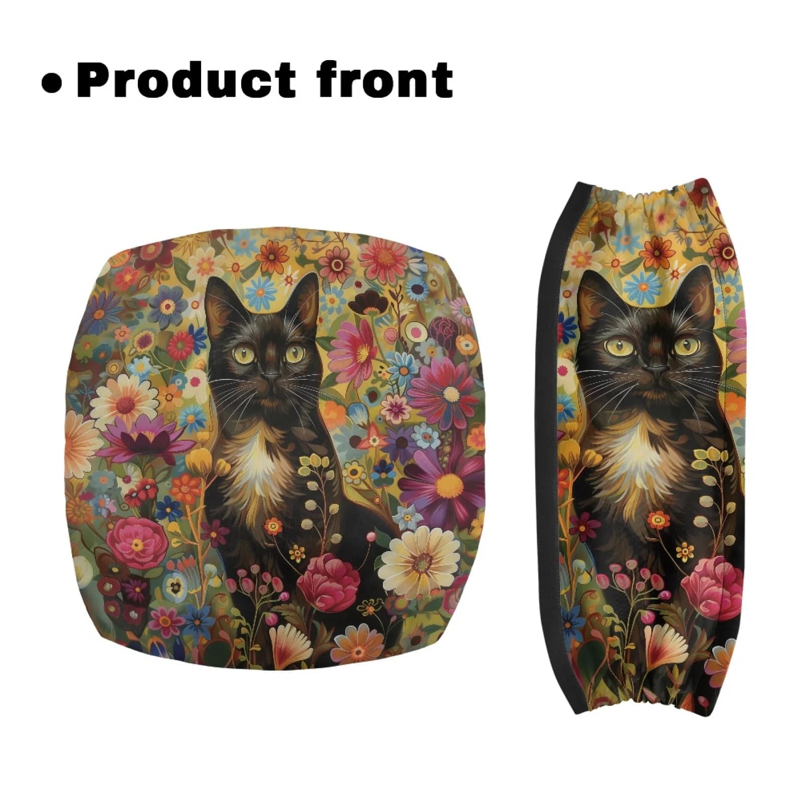 Coloranimal Floral Cat Art Pack of 2 Rollator Seat Back Cover Easy Install Rollator Walker Cover for Women Friends