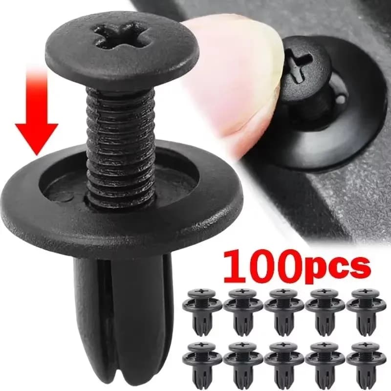 100/50pcs 8mm Plastic Fasteners Screws Universal Car Bumper Fender Black Rivets Car Fastener Push Pin Clips Auto Accessories