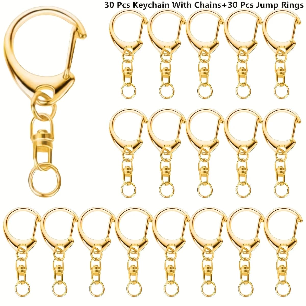 60pcs Golden Great Keychain Lobster Claw Keychain Unisex Keychain Lanyards Gift Making Bag Additions Pet Locks Crafting Supplies