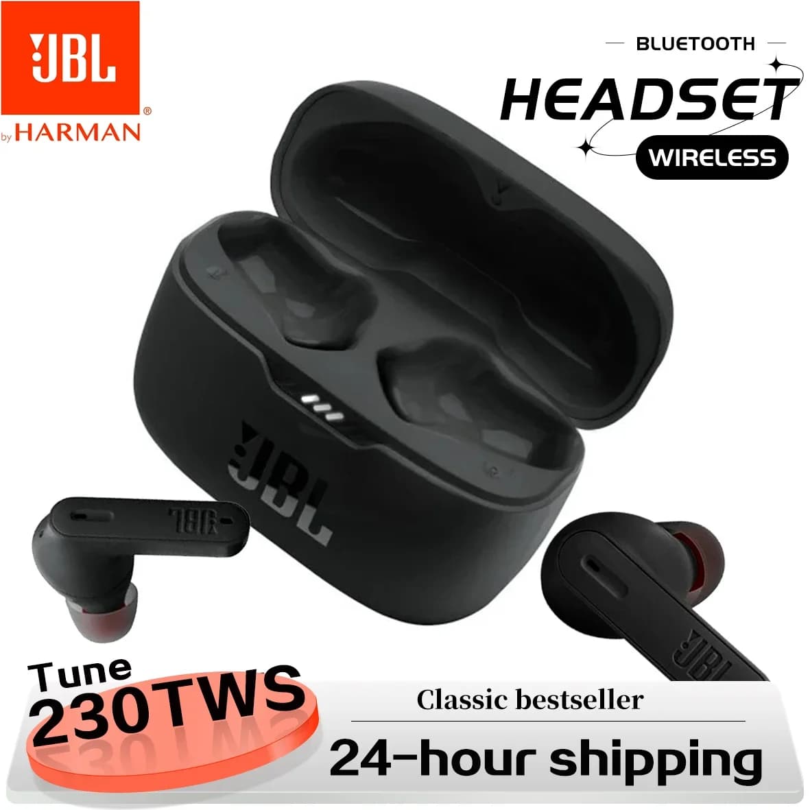 Original JBL Tune 230nc TWS Wireless Bluetooth Headset Stereo Bass Waterproof Sports Earphone with Microphone Headphone T230nc