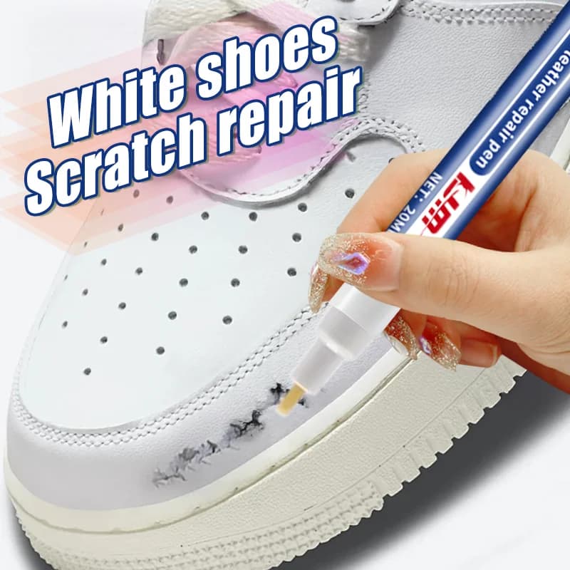 White Sneaker Repair Pen Shoe Touch Up Paint for Scuff Marks Restoration on Leather Canvas Shoes Quick Shoe Color Touch Up Tool