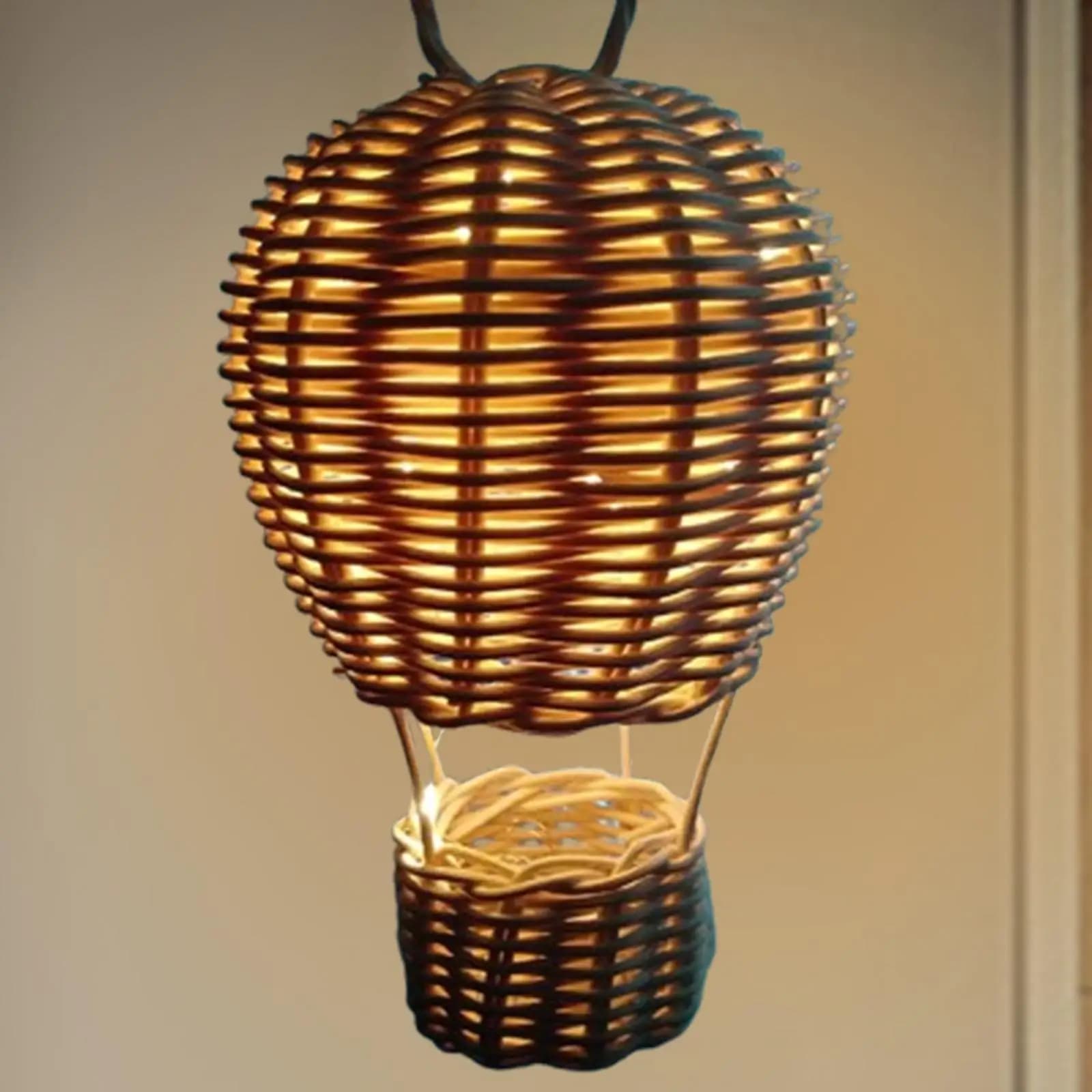 Handcrafted Rattan Hot Air Balloon Decor Woven Wall Hanging Ornament Craft for Wedding Party Photography Props