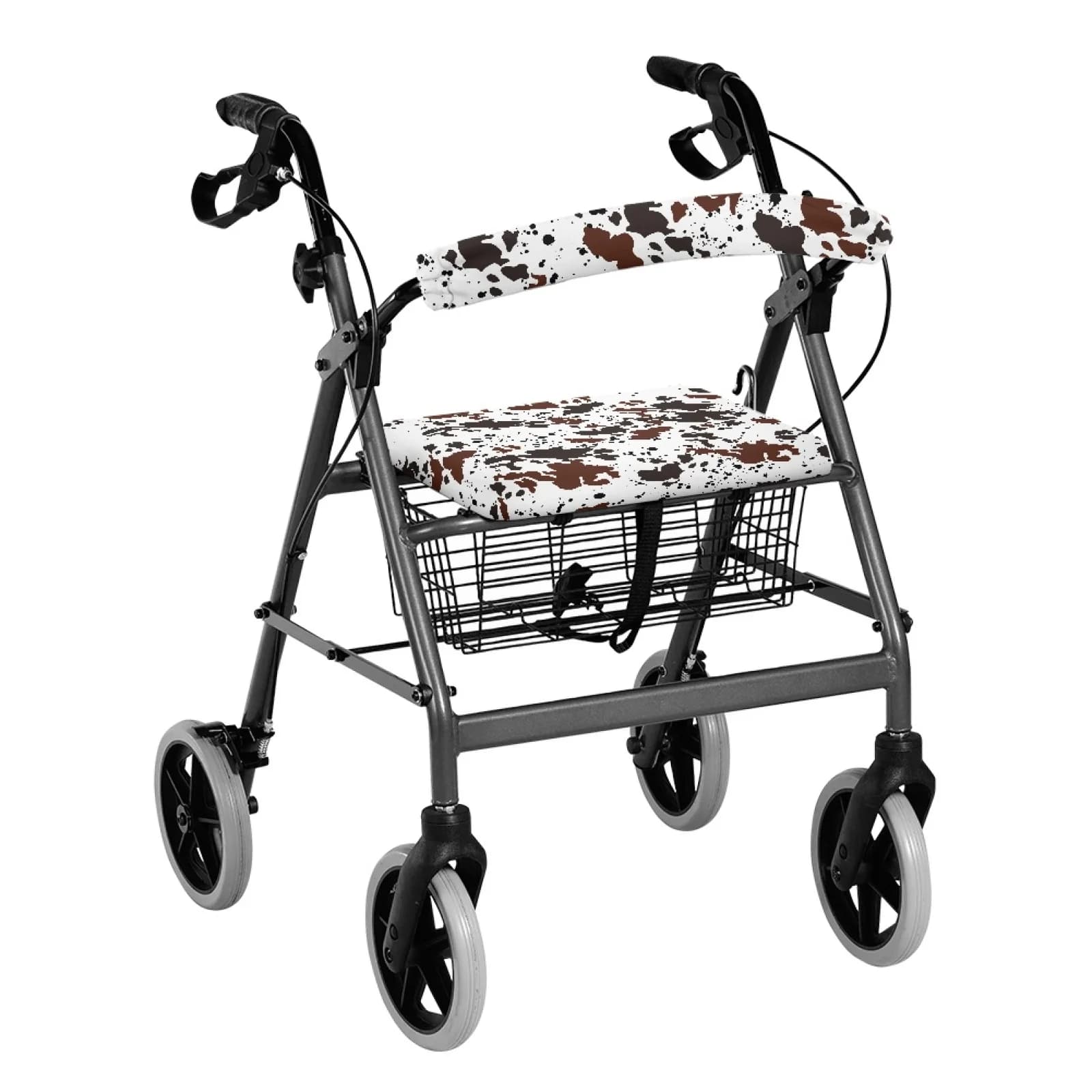 Coloranimal Cowhide Print 2 Pieces Set Walker Seat Cushion Polyester Accessories for Walker Rollator for Seniors