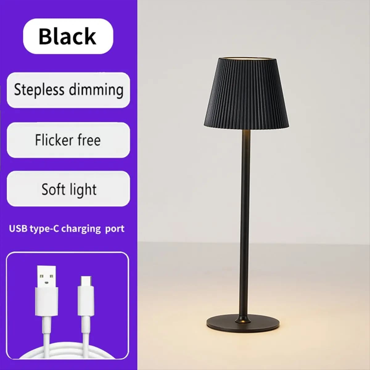 【~ New FDDT】USB Rechargeable Table Decor LED Lamp 3 Color Dimmable for Room Ambient Night Lighting Bedside Desktop Lights A