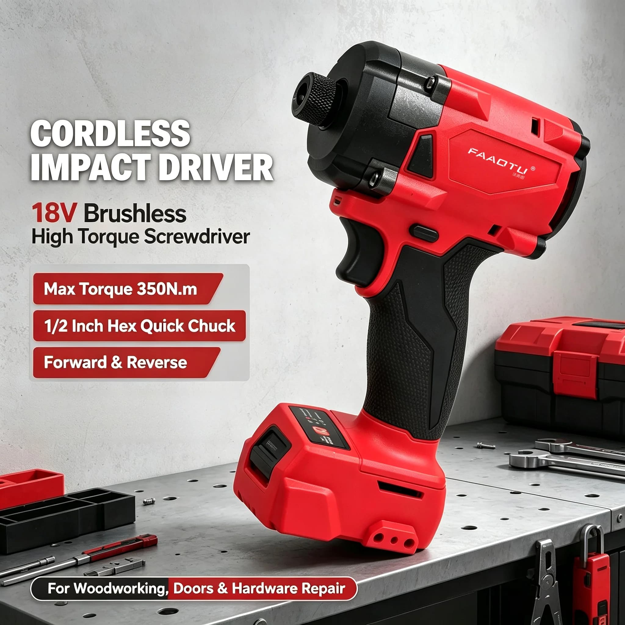 FAAOTU 18V Cordless Electric Screwdriver, Powerful Rechargeable Screwdriver for DIY Projects and Home Improvement
