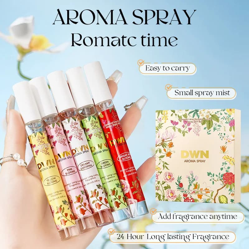 Household Indoor Mist Spray 5Pcs Gift Box, Portable Fine Mist for Room, Wardrobe, Car Interior, Bathroom Space Refreshing Spr