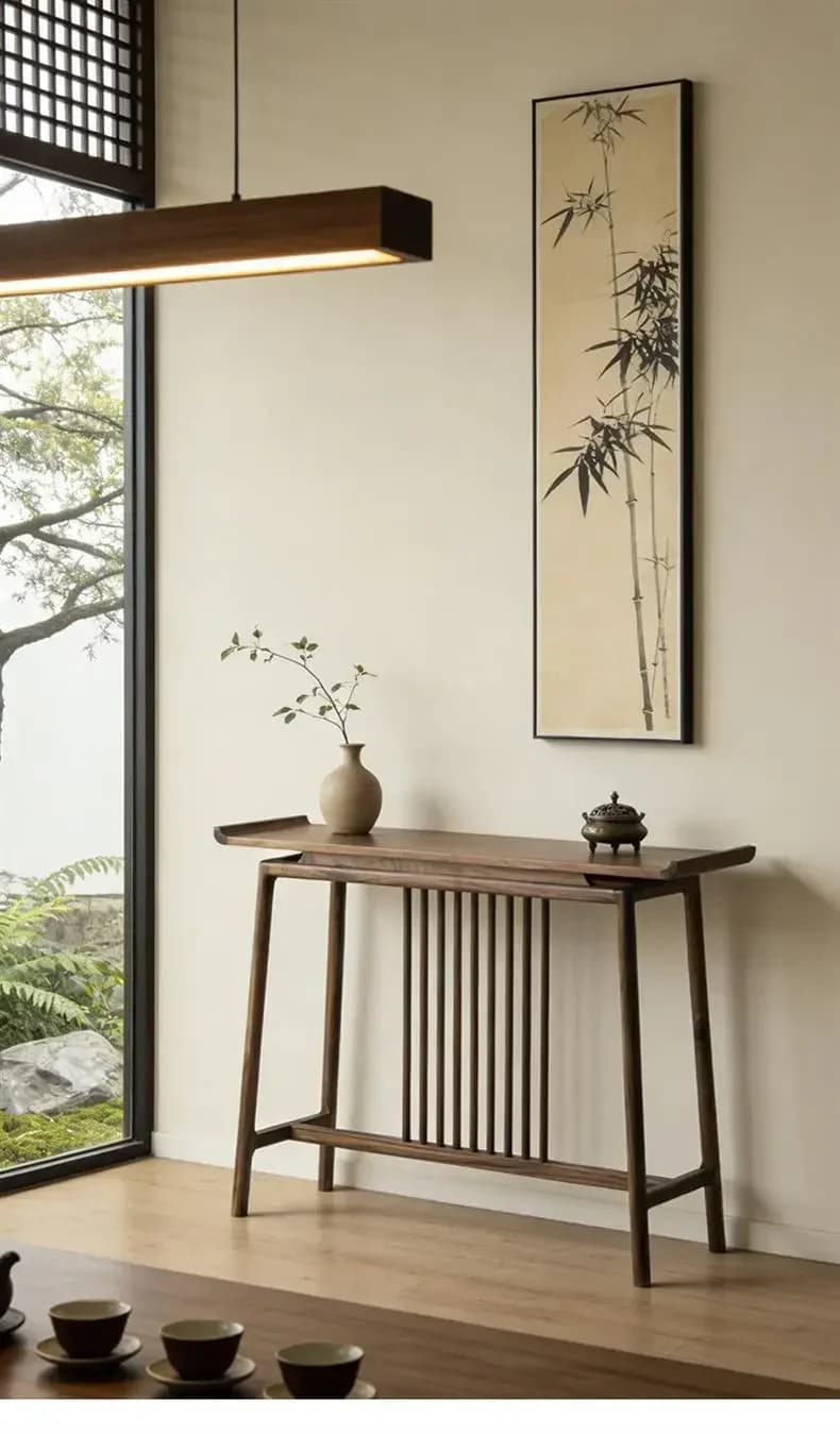b11-7.2 black walnut Song's aesthetic plan New Chinese-style entrance table Furniture Solid wood strips Song-style