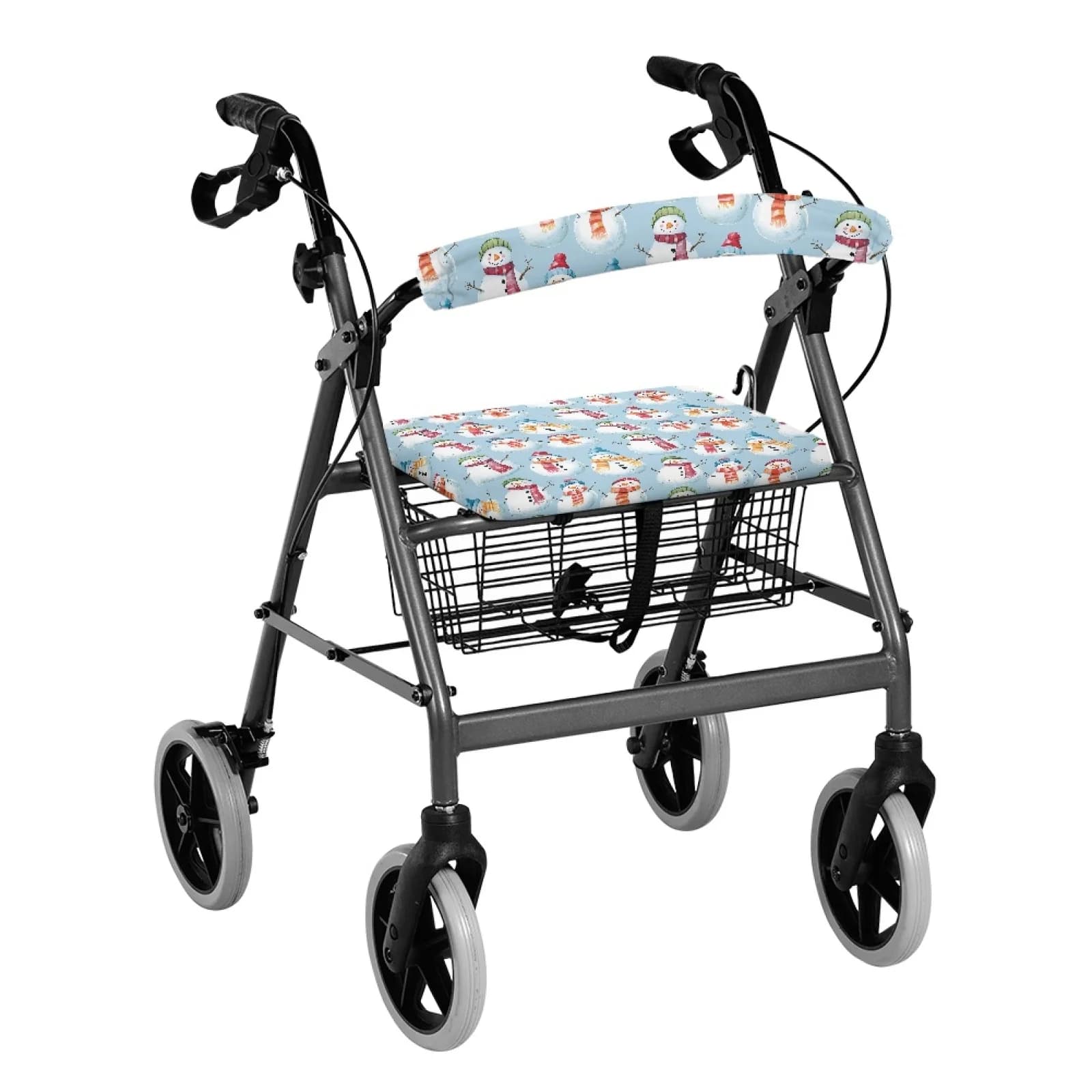 Coloranimal Snowman 2 Pieces Rollator Seat Cover Polyester Rollator Walker Seat Back Cover for Women