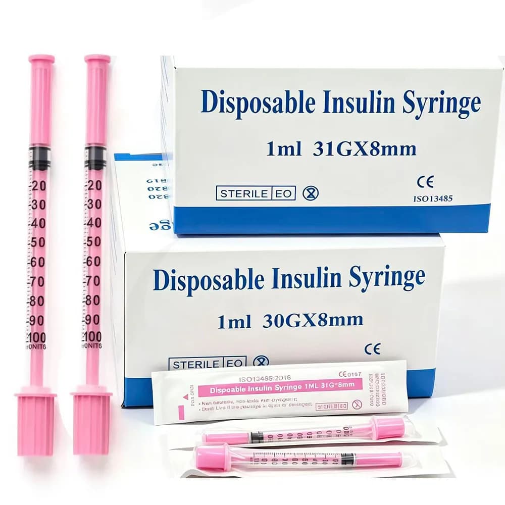 100Pack 1ml 30/31G 8mm Individually Packaged Syringes with Needles for Laboratory And Pet Supplies