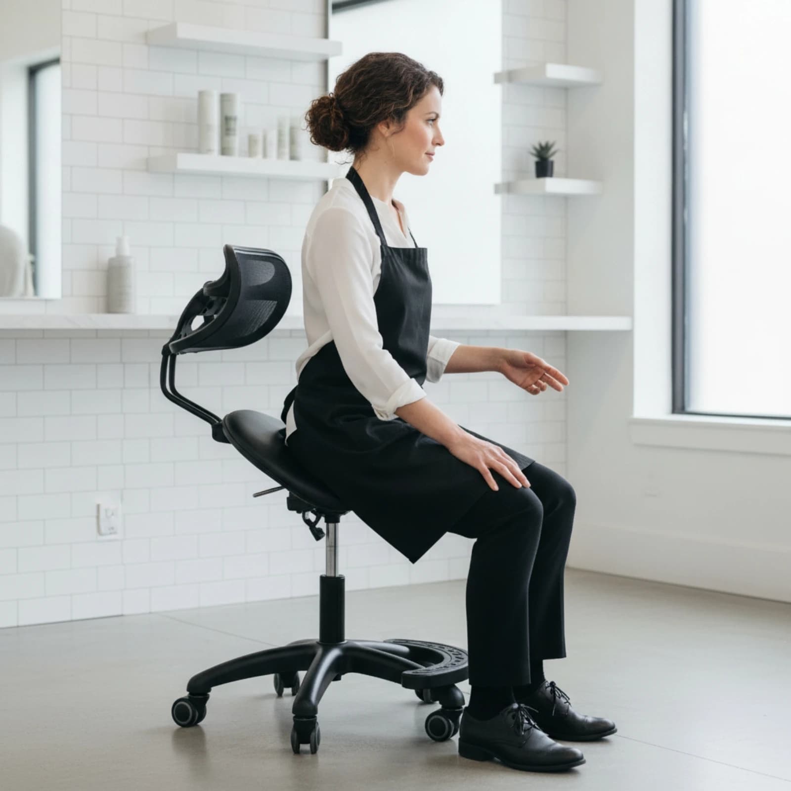 Saddle Stool with Wheels Height-Adjustable Stool with Backrest Furniture Heavy-Duty for Stylists, Salon, Medical Office