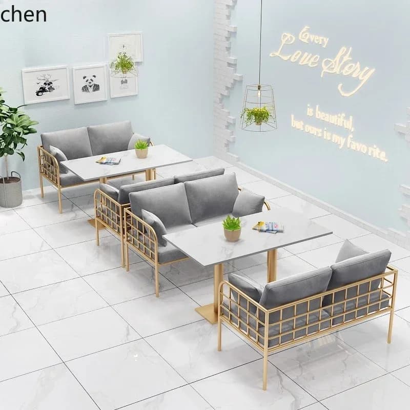 TQH7.2 Card Seat Sofa Internet Celebrity Snack Milk Tea Shop Cafe Restaurant Dessert Shop Table and Chair Set Dining Furniture
