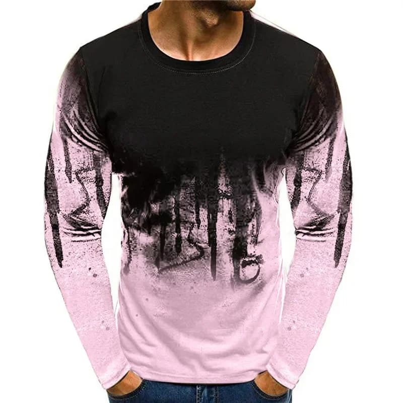 2026 New Autumn and Winter Men's Camouflage Pattern T-Shirt, 3D Printed T-Shirt, Autumn Casual Long Sleeved, Wide Round Neck