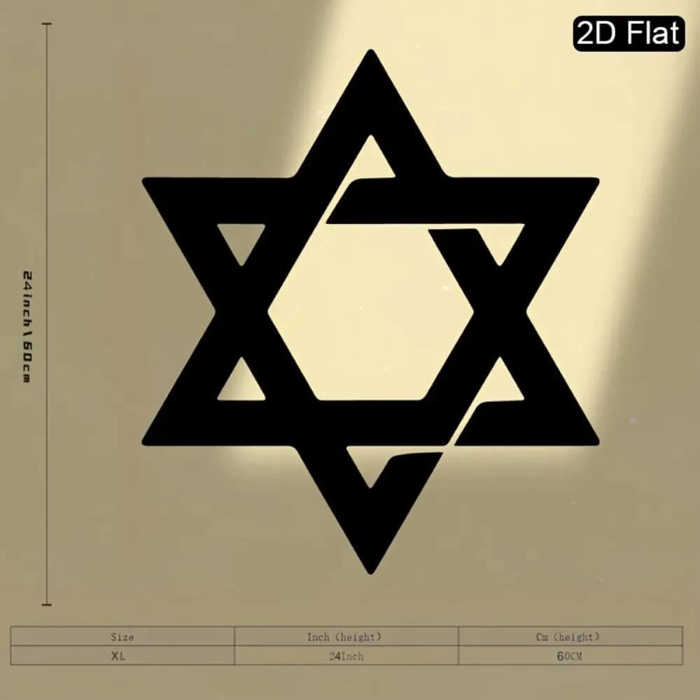CIFBUY Iron Wall Art Star of David Metal Sculpture Hanging Plaque Rustproof Home Living Room Entrance Decor