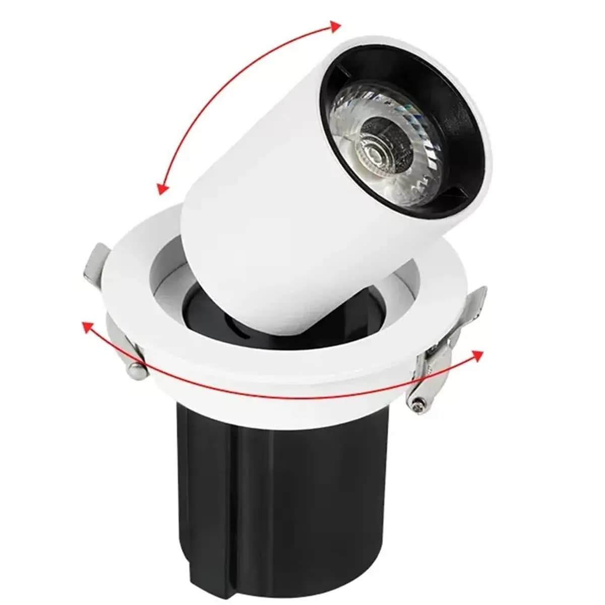 【~ New FDDT】Stretchable LED Recessed Downlight 12W Aluminum Round COB Ceiling Extendable Adjust Spot Light for Indoor Room White