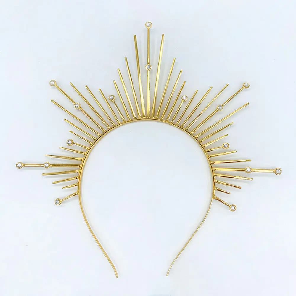 Metal Halo Headband Goddess Crown Headdress Women Hair Jewelry For Party Festival Wedding Photography Fashionable Accessories