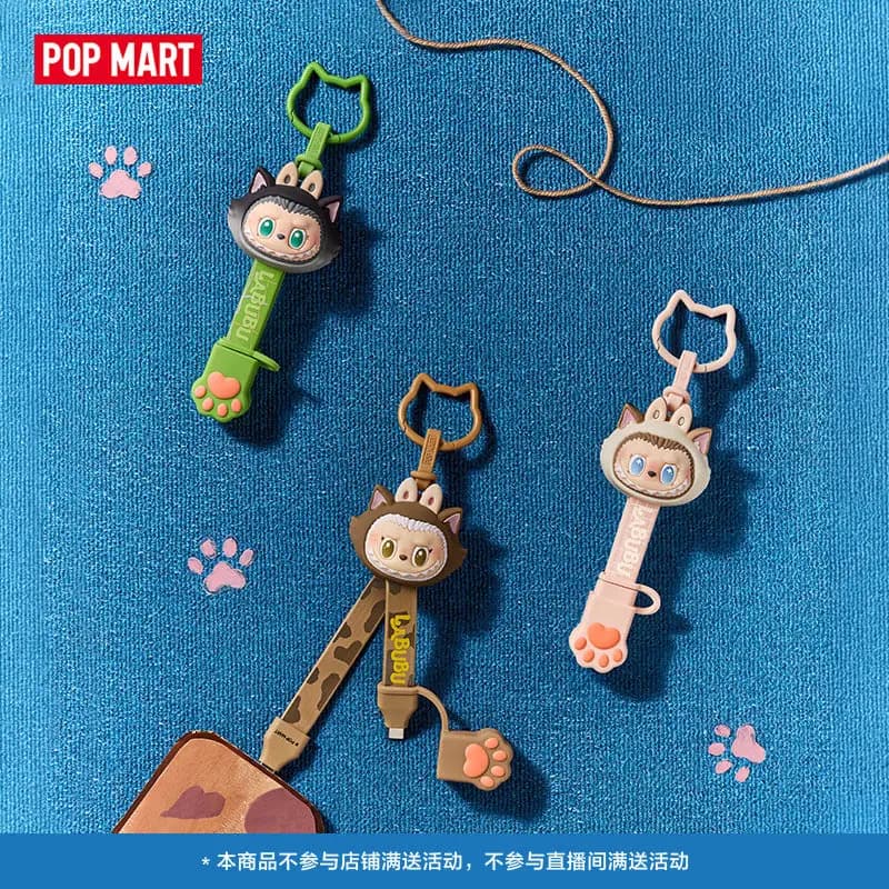 New POP MART in Stock Labubu The Monsters Cat Mode on  Series Cable Figure Model Toy Gift