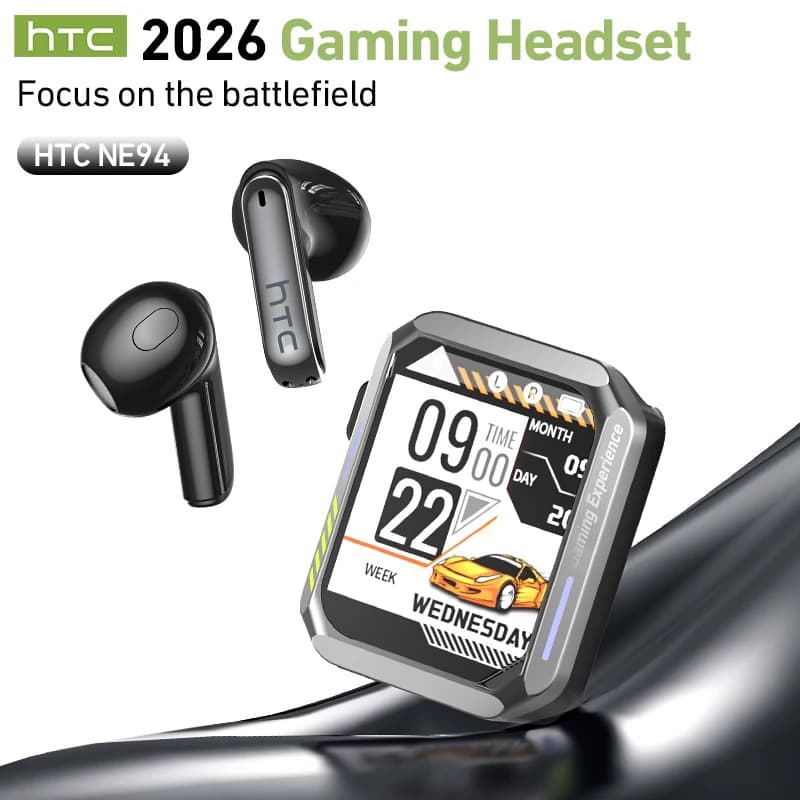 HTC NE94 Gaming TWS Earphones With Mic Game Music Dual Mode Low Latency Bluetooth AI Translator Wireless Earbuds Comfort Fit