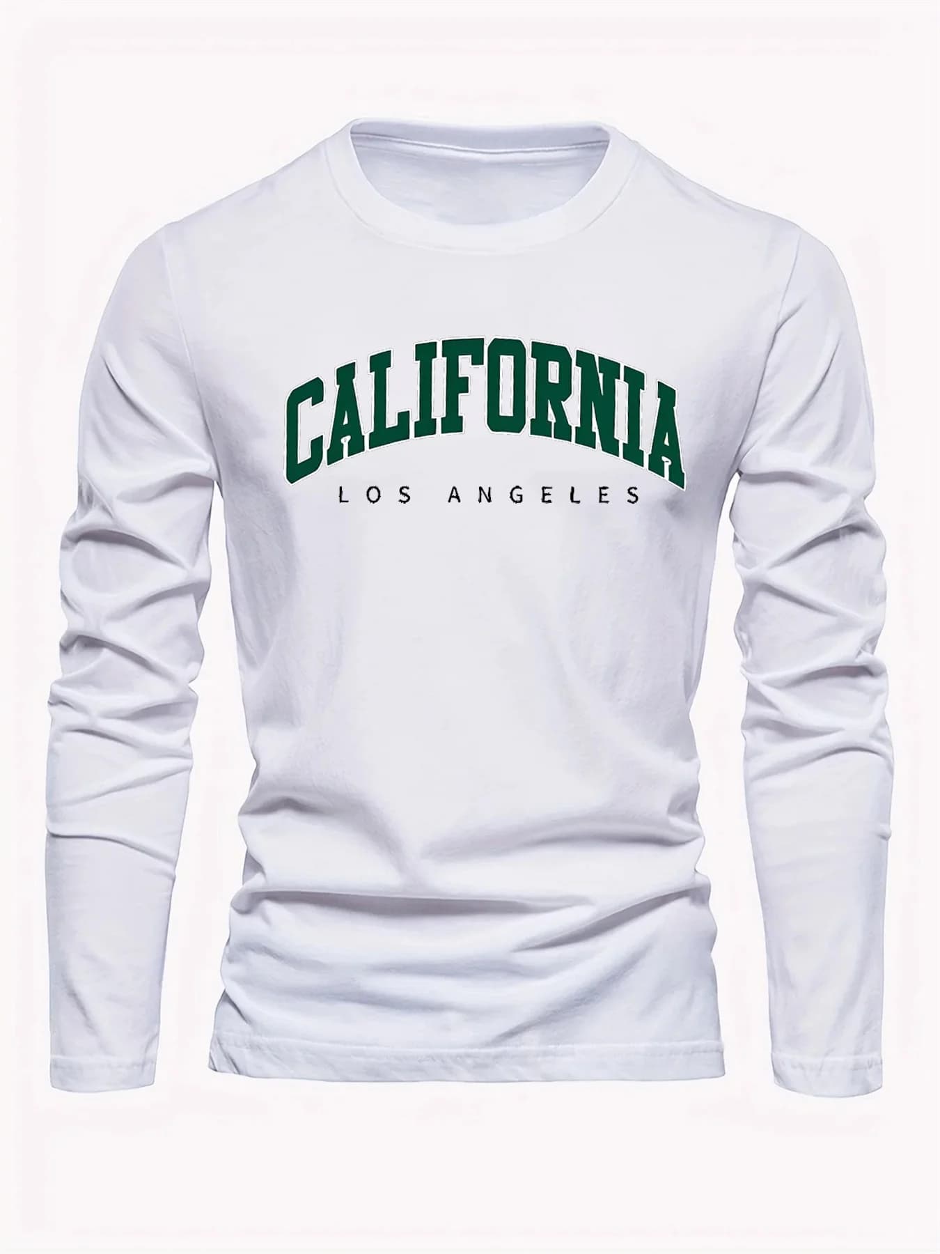 100% Pure Cotton Men's Long Sleeved Round Neck Loose Casual California Letter Printed Spring and Autumn Versatile T-Shirt Top