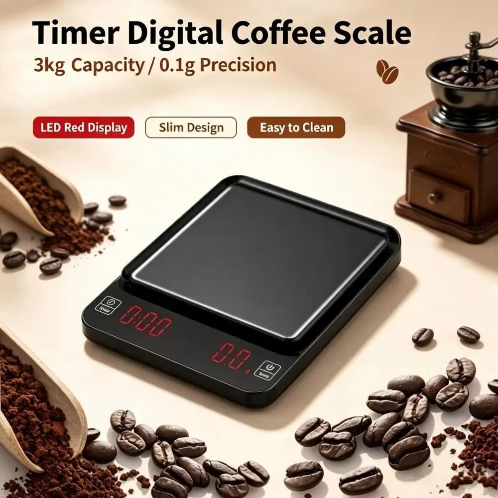 3kg/0.1g High Precision Digital Coffee Scale, LED Portable Kitchen Scale, Electronic Weighing Scale for Baking Home Cooking ﻿ ﻿