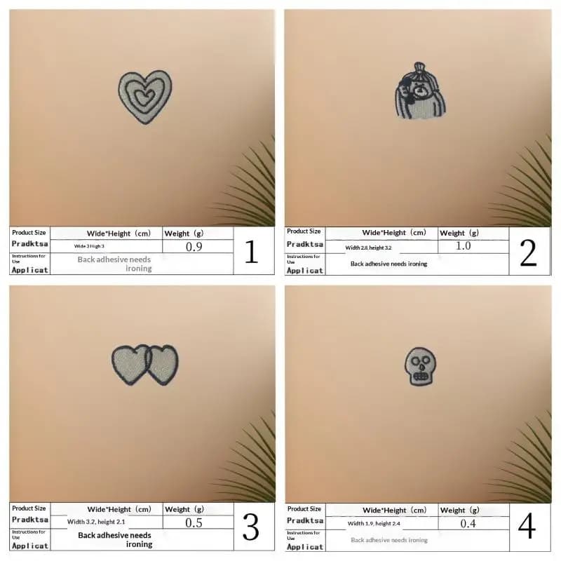 1Set Heart Cat Skull Birds Embroidered Patches Clothing Hat Bag Shoe Repair Material Phone Gift Box Decor DIY Accessory