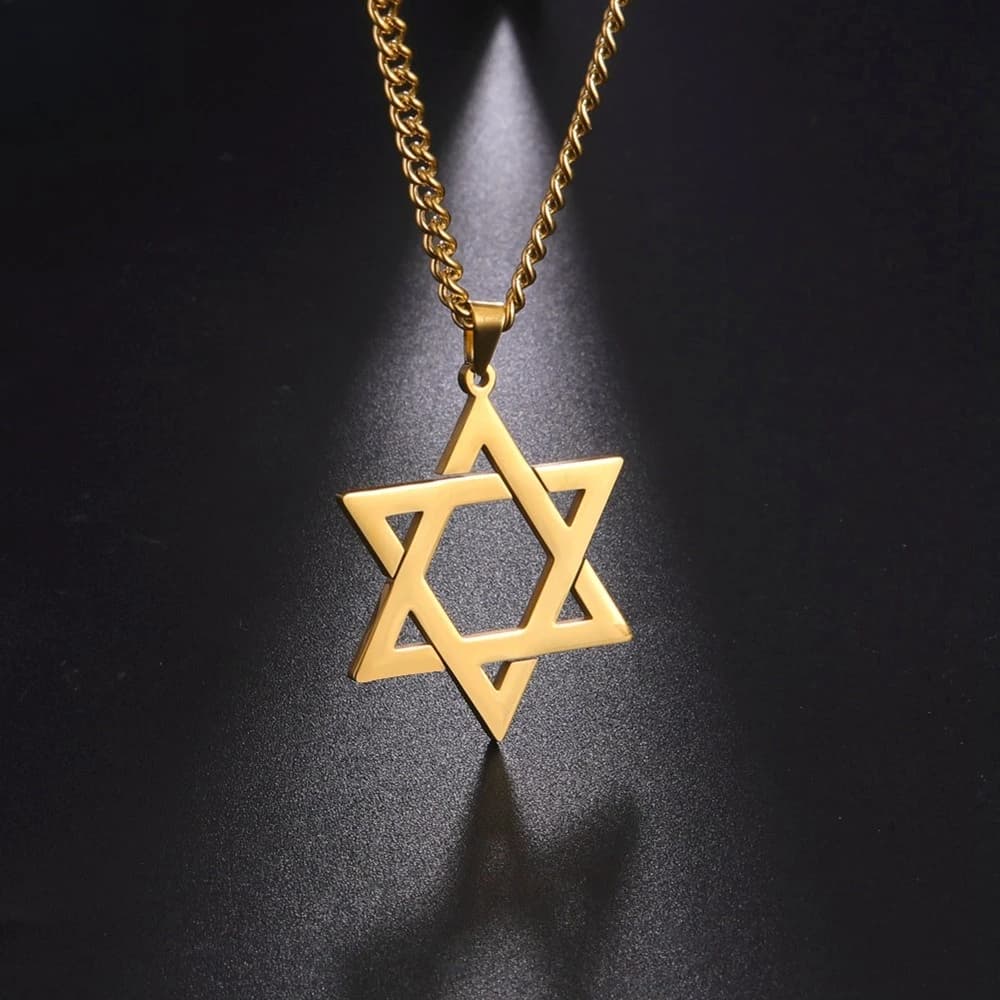 Stainless Steel Star of David Pendant Necklace For Men Hexagram David Star Jewelry, Vintage Box Chain Religious Jewis