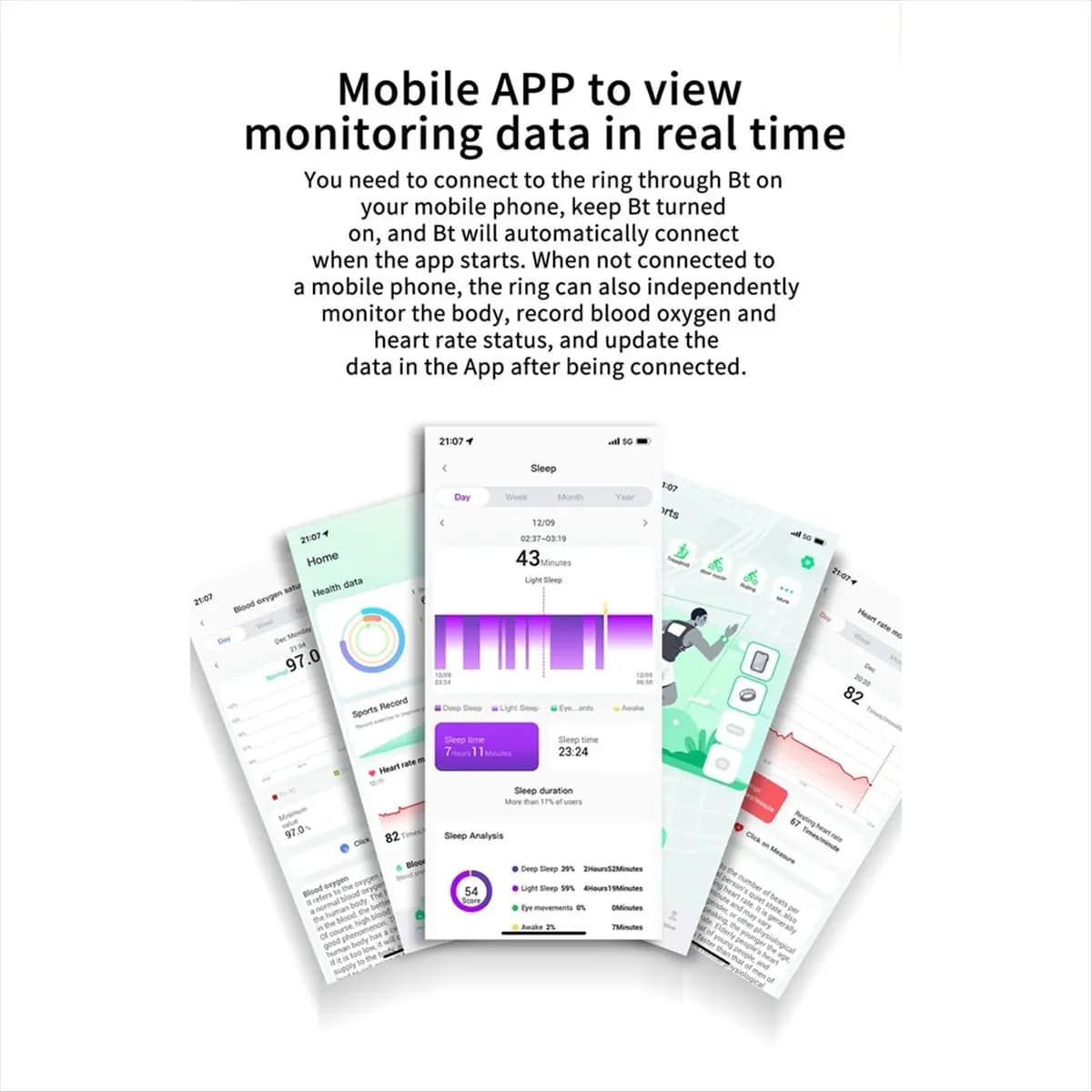 *X07A R6 Smart Ring Health Monitoring Ring IP68 & 5ATM Waterproof Multi-Sport Modes Universal Smart Ring Couple Rings No.9,A