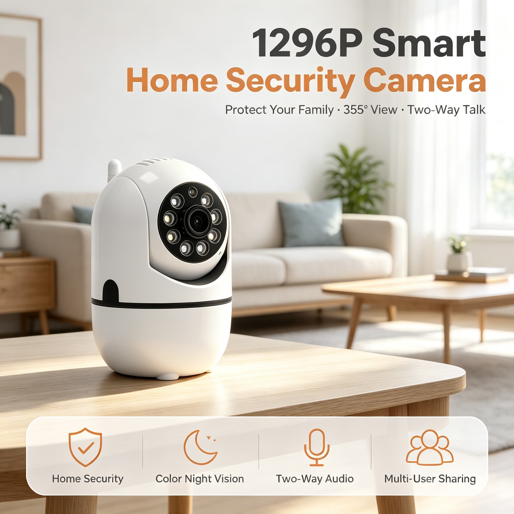 1296p WiFi Pan-Tilt Camera with Cry-Detection Listing
