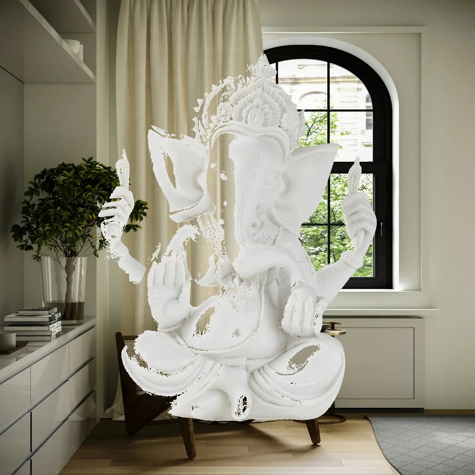 Elephant Headed God Resin Sculpture Hindu Deity Figurine for Altar Desk Meditation Room Decor