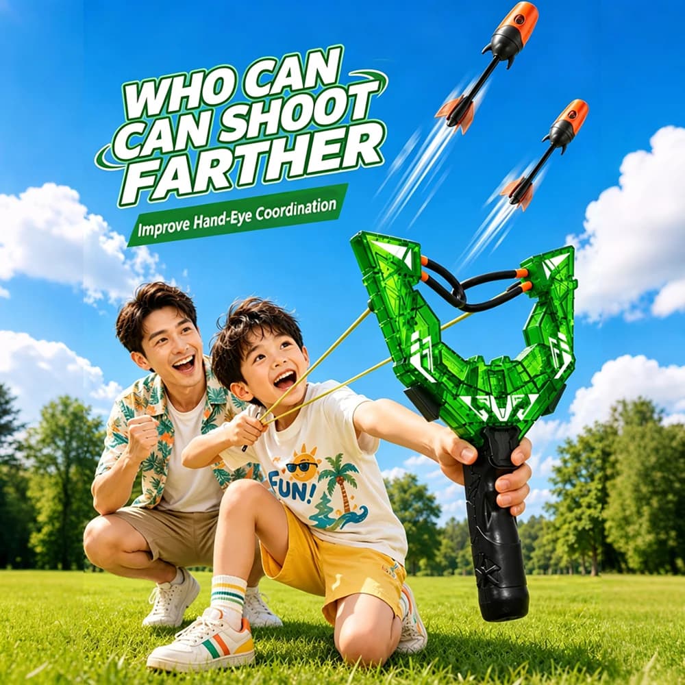 Slingshot Light-Up Foam Arrow Launcher Toy Outdoor Party Favors Sport Competitive Shooting Toys for Kids Boys Birthday Gifts