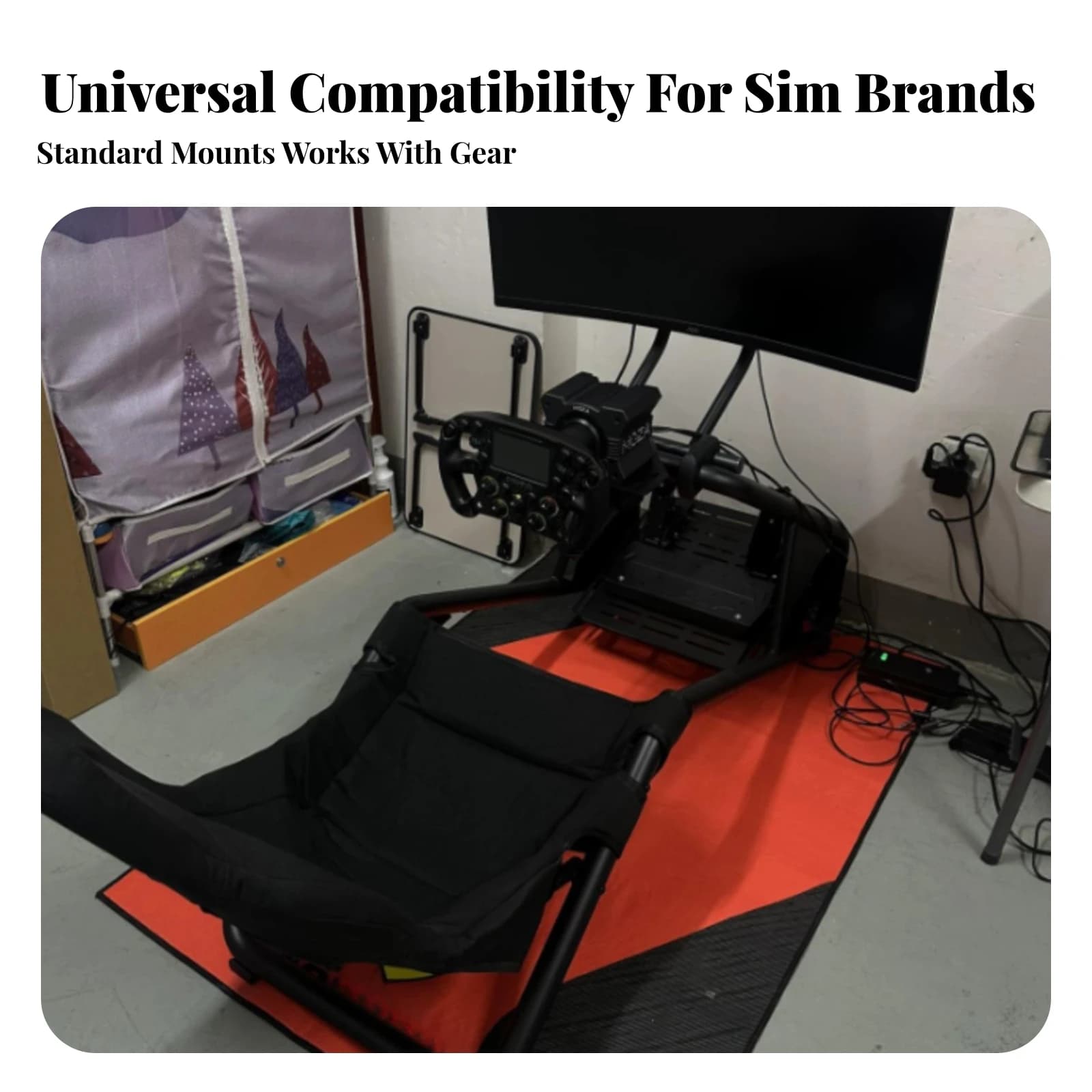 Racing Simulator Cockpit with Seat Universal Compatibility Racing Simulator Cockpit Driving Wheel Stand Ergonomic Furniture