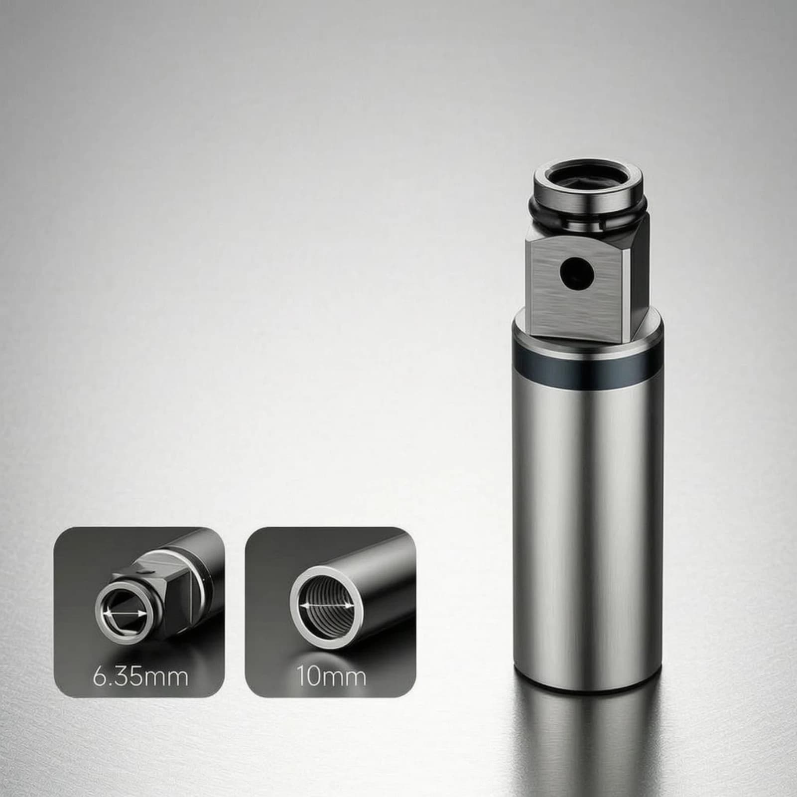 Drill Conversion Adapter Shaft Brushed Silver Electric Drill Adapter Shaft Power Tool Accessory Cylindrical Body Dark Collar