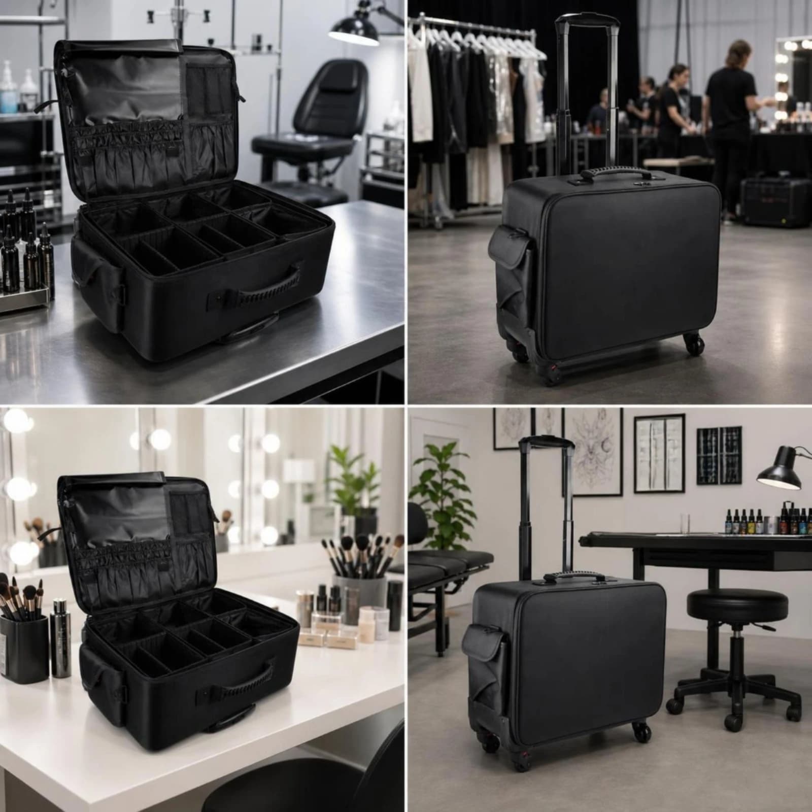 Rolling Cosmetic Case Professional Rolling Makeup Case Makeup Trolley Portable Heavy-Duty for Nail Artists, on-the-Move